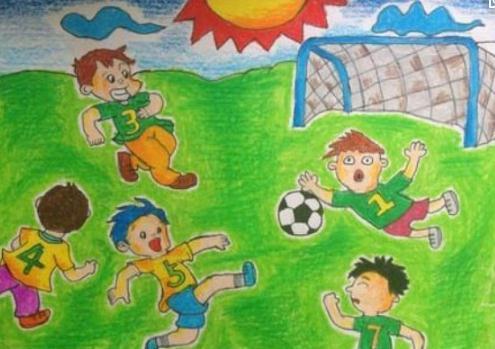 足球场儿童创意画